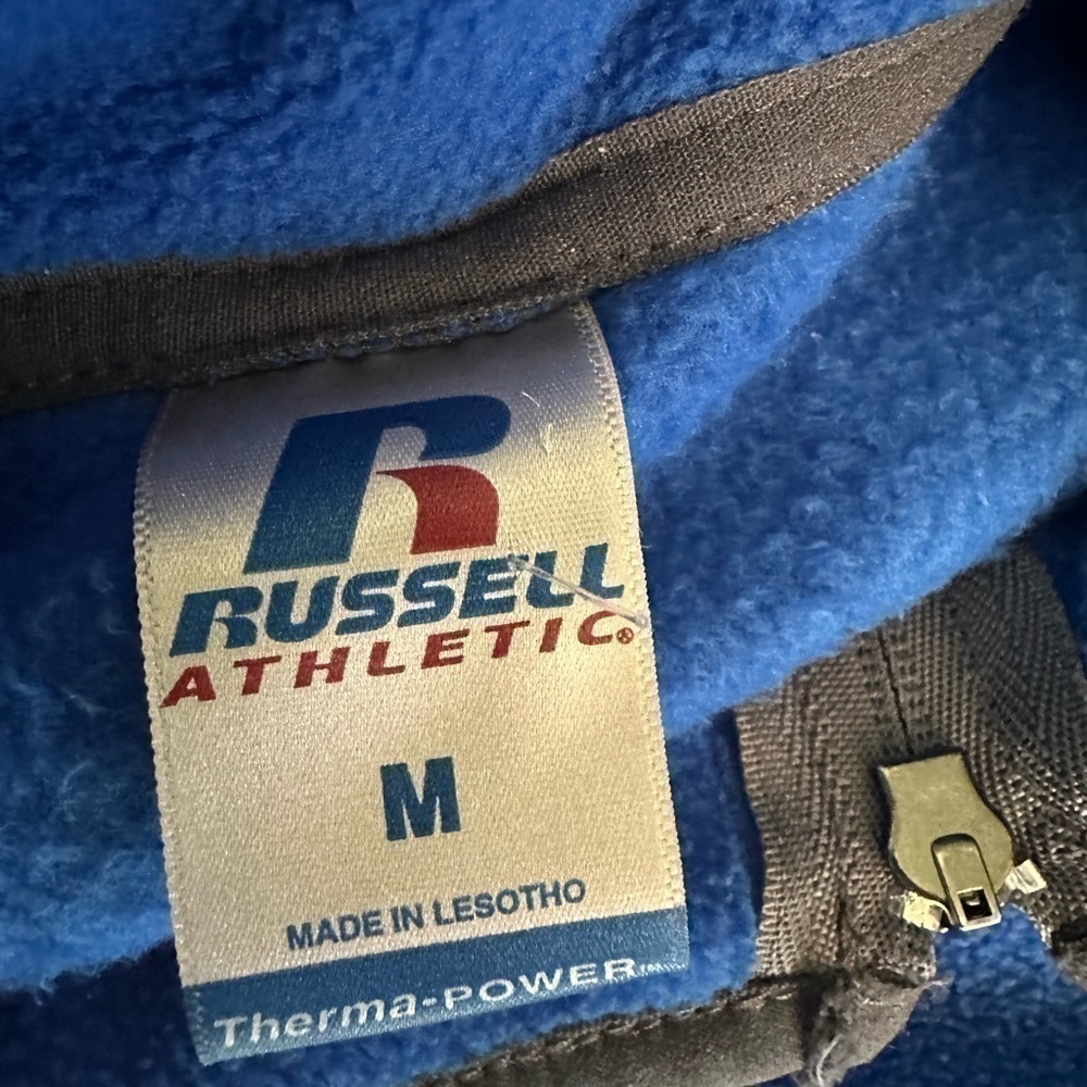 Men’s pre own as is Russel athletic brand 1/4 zip fleece pull over two blue sz M - Picture 4 of 5